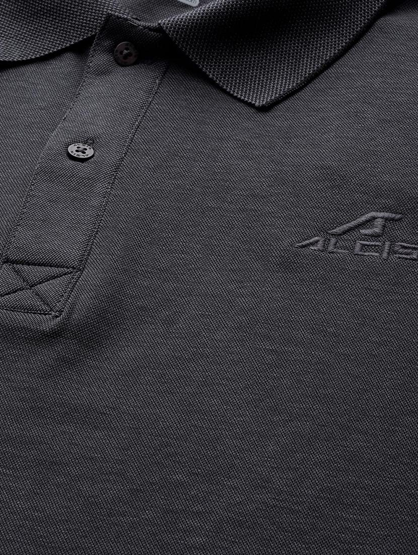 grey solid polo t-shirt - 17689068 - Standard Image - 4