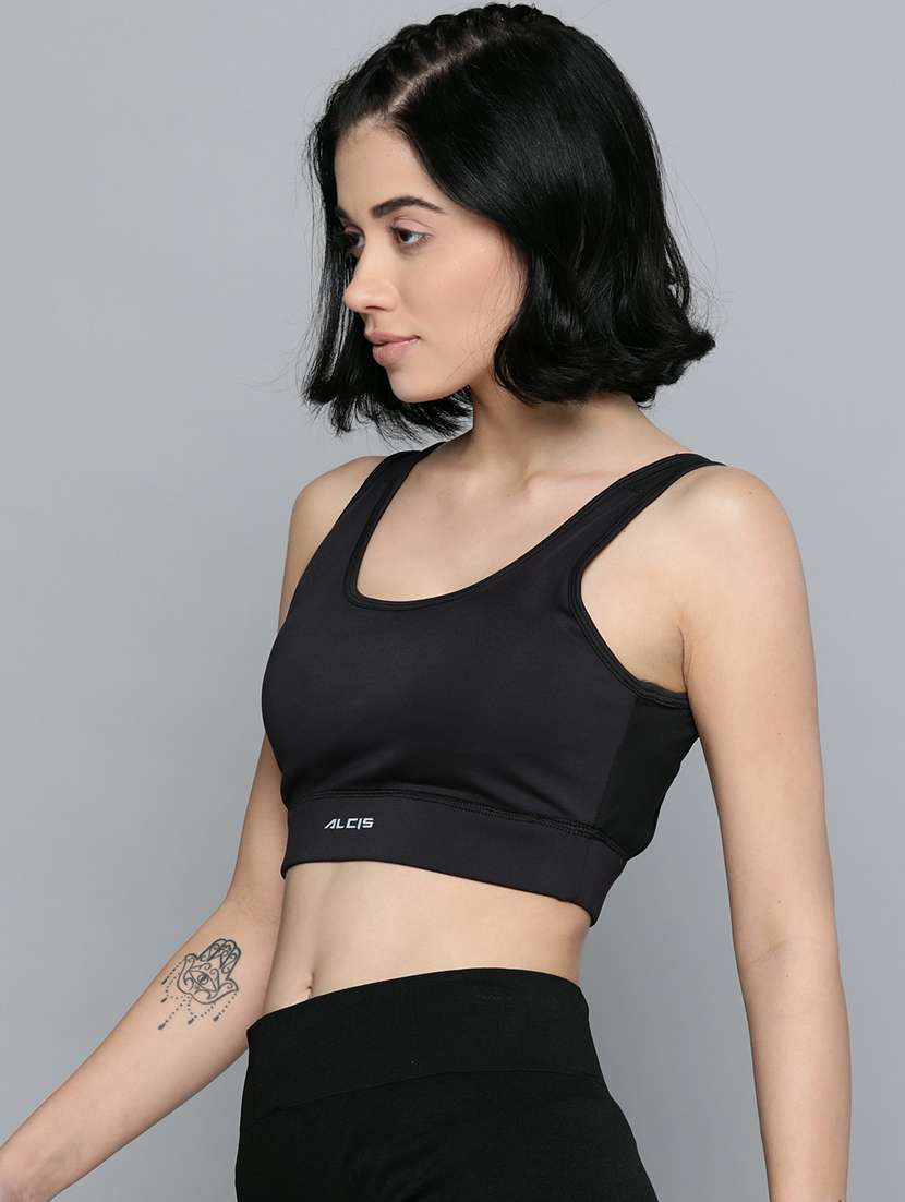 black cut out back sports bra - 17689070 -  Standard Image - 1