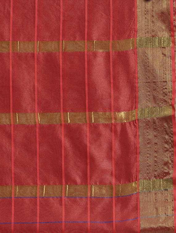 checkered woven saree with blouse - 17689279 - Standard Image - 4