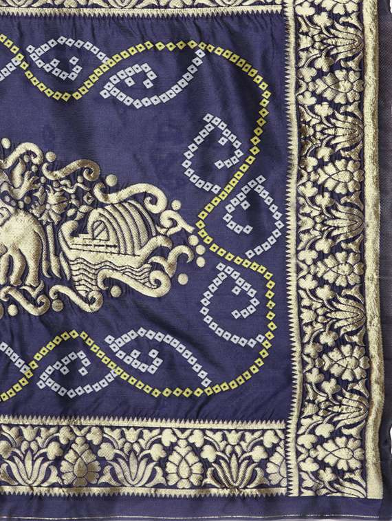 women's bandhani navy blue colored saree with blouse - 17689287 - Standard Image - 4