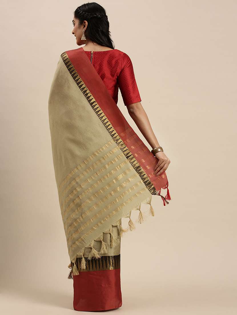 beige cotton silk saree - 17689303 -  Standard Image - 1