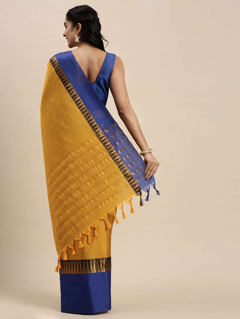 mustard woven saree with blouse - 17689305 -  Standard Image - 1