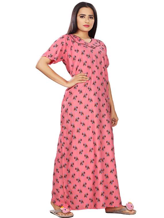 v-neck printed nighty  - 17690501 -  Standard Image - 1