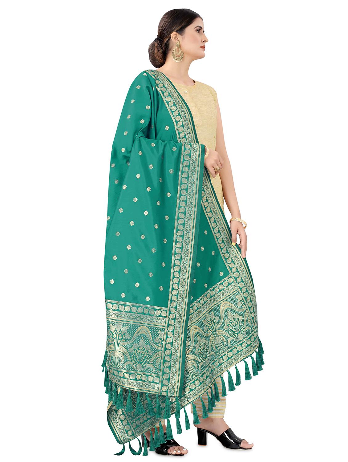 green silk dupatta - 17690748 - Standard Image - 1