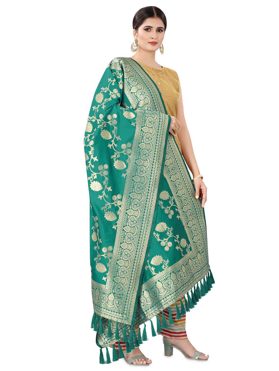 green silk dupatta - 17690762 -  Standard Image - 1