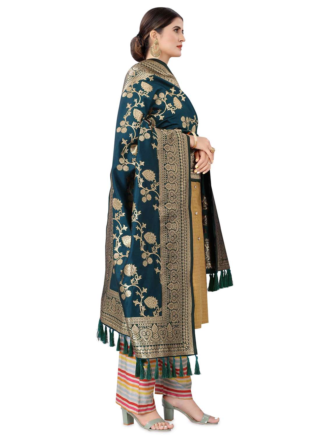 teal banarasi dupatta - 17690765 -  Standard Image - 1