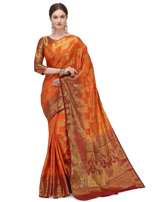 women's banarasi saree with blouse - 17690940 - Standard Image - 0