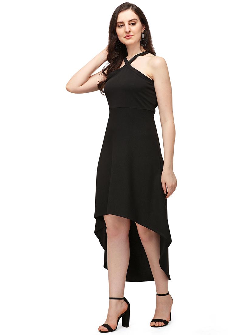 halter neck asymmetric dress - 17691653 - Standard Image - 1