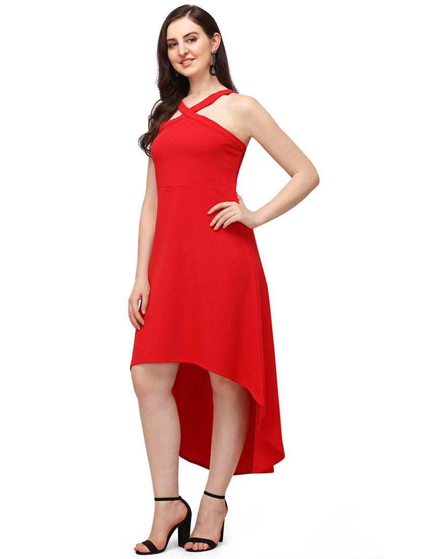halter neck asymmetric dress - 17691656 -  Standard Image - 1