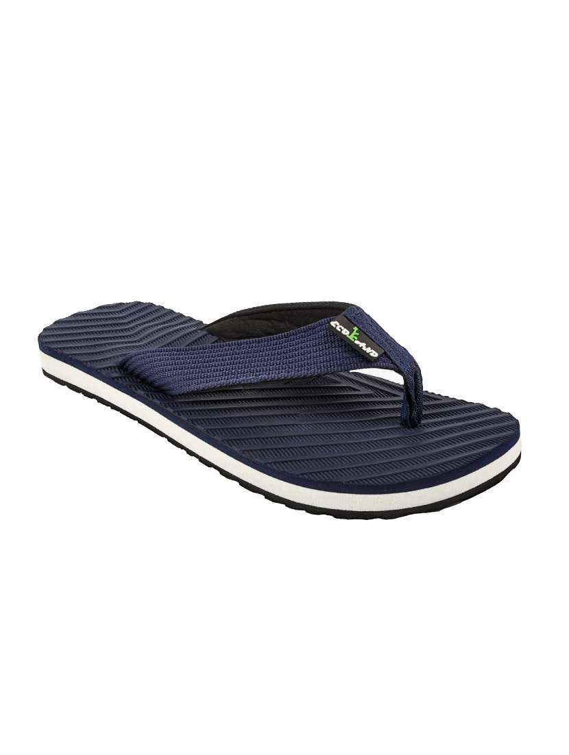navy fabric slip on flip flops - 17691767 -  Standard Image - 1