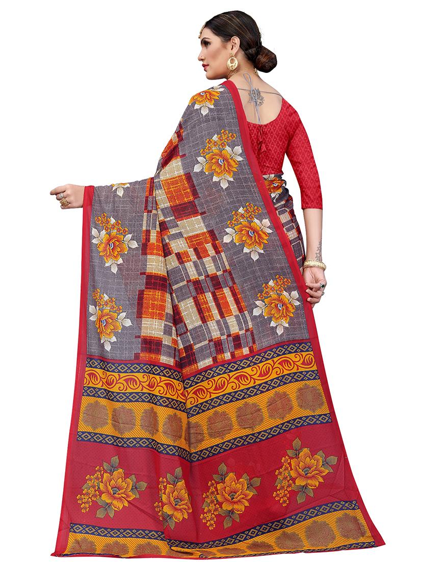 floral printed saree with blouse - 17691836 -  Standard Image - 1
