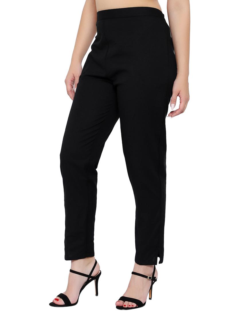 women solid high rise cigarette pant - 17691848 - Standard Image - 1