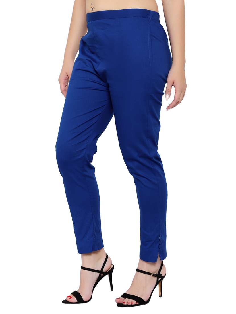 women solid mid rise cigarette pant - 17691852 -  Standard Image - 1