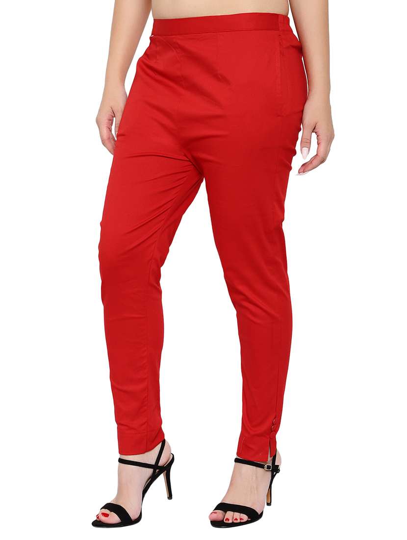 women solid mid rise cigarette pant - 17691854 -  Standard Image - 1