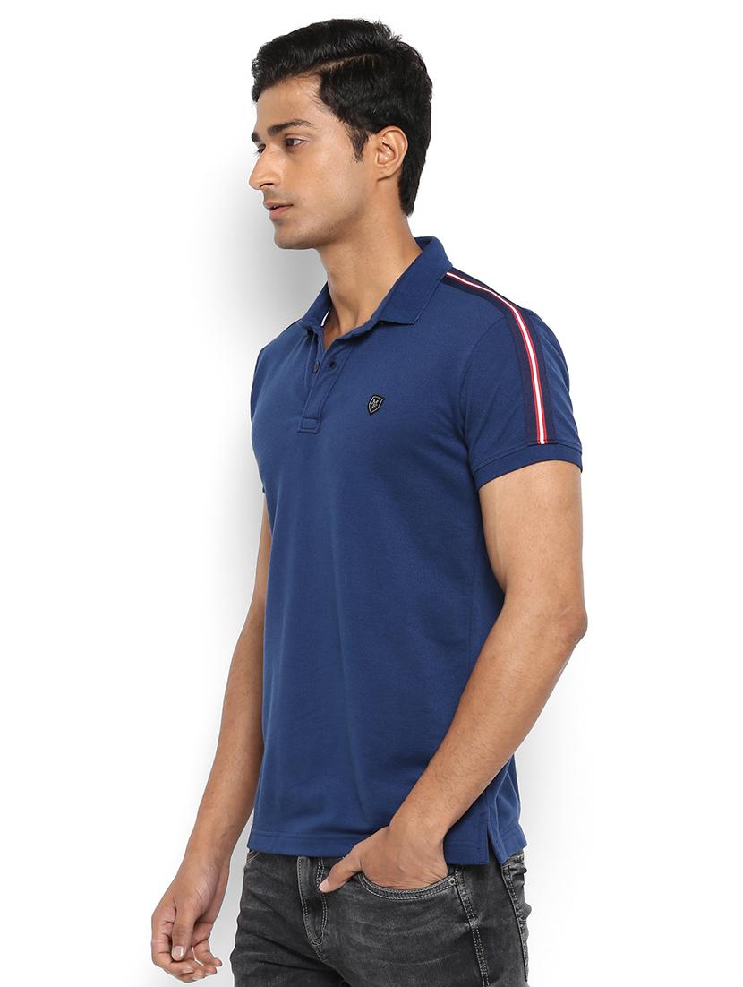 navy-blue solid polo t-shirt - 17692212 - Standard Image - 1