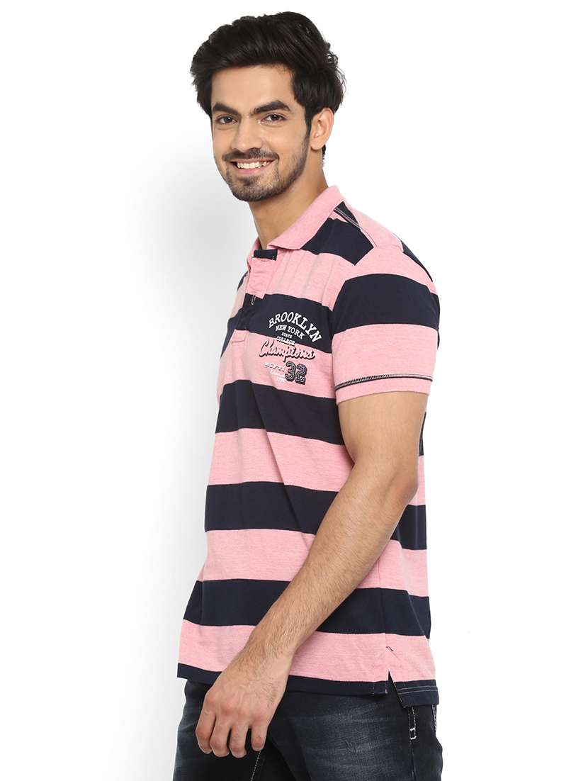 pink striped polo t-shirt - 17692215 - Standard Image - 1