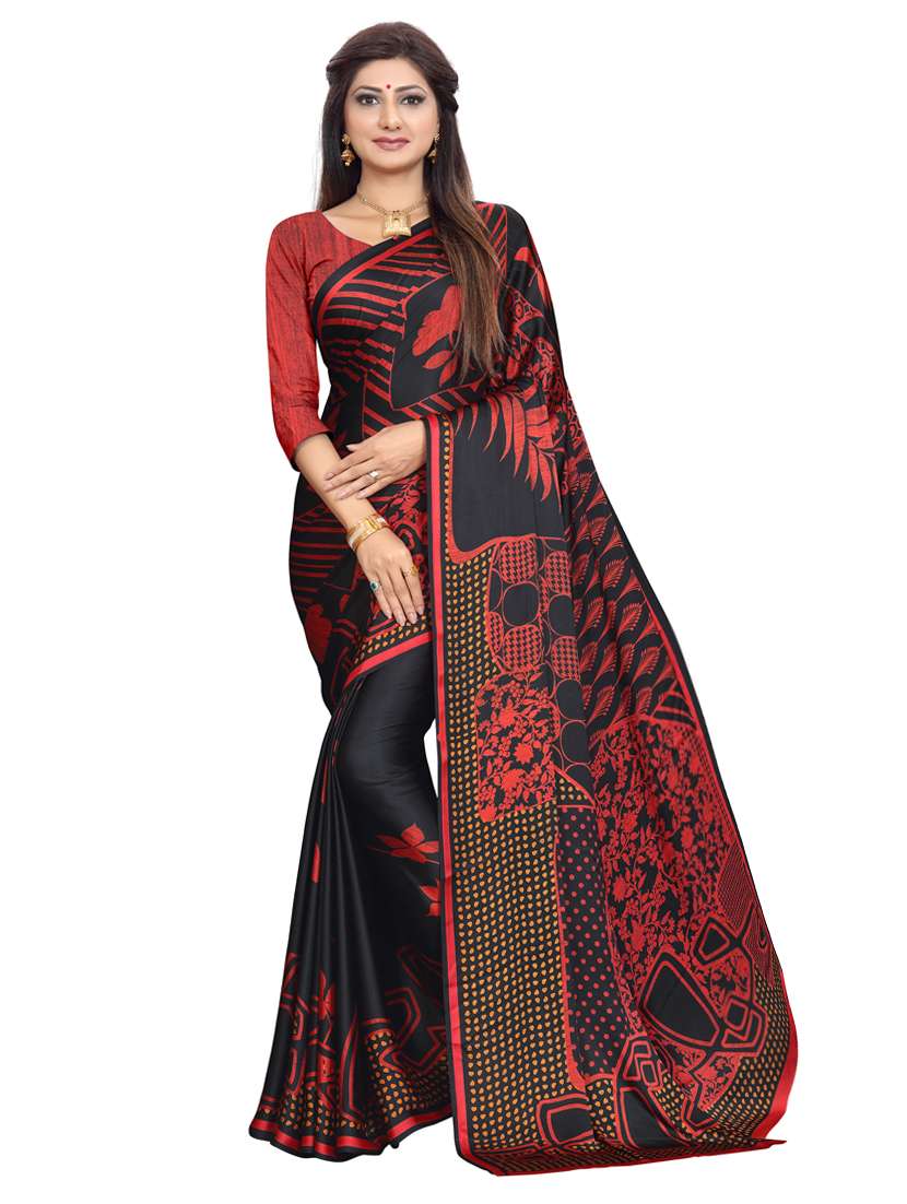 floral printed saree with blouse