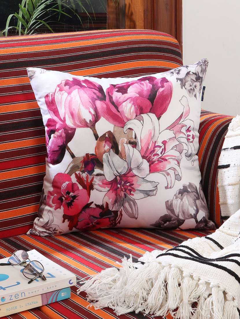ambbi collections digital printed cushion cover  16 x 16 inches in satin, set of 1