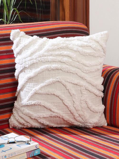ambbi collections cotton slub tuffted cushion cover 16 x 16 inches in cotton , set of 1 - 17692884 -  Standard Image - 0