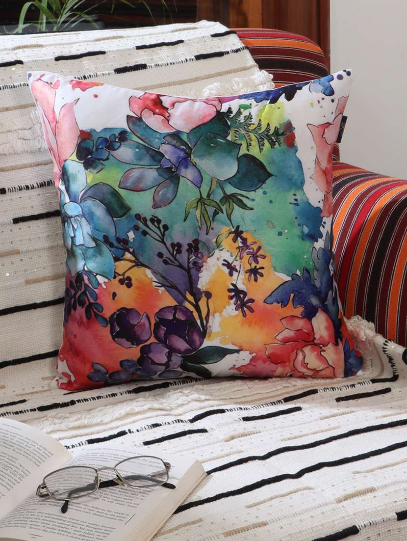 ambbi collections digital printed cushion cover  16 x 16 inches in satin, set of 1