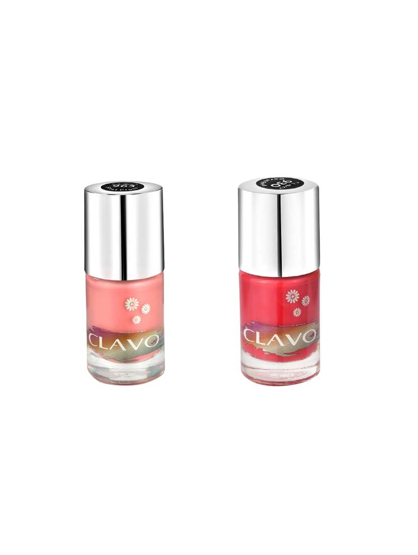clavo perfect in pastel nail polish - combo of 2 - coral red, first crush