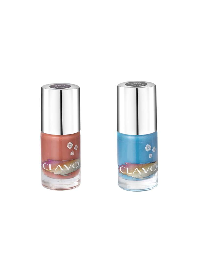 clavo weekend vibes mini pastel nail polish - combo of 2 - ocean, caramel