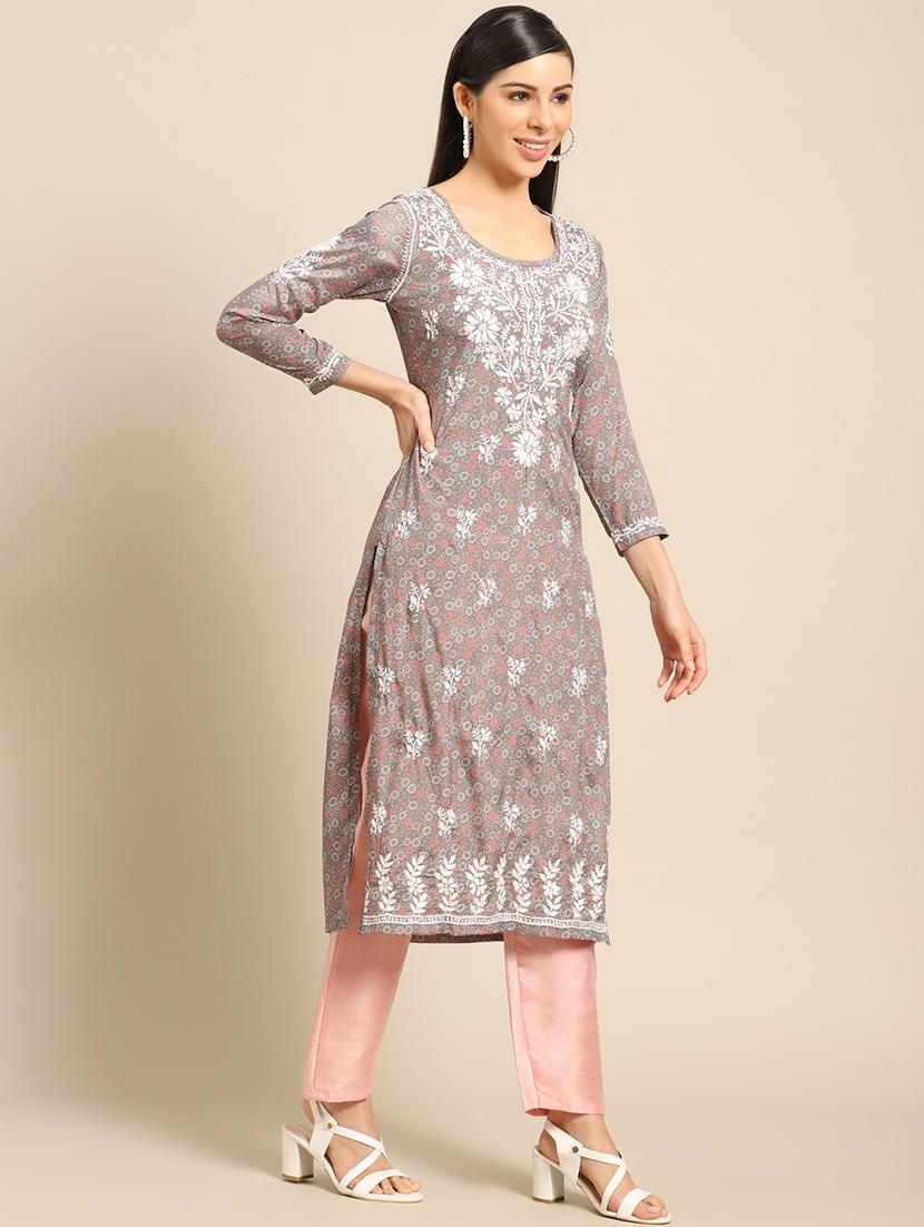 chikankari straight kurta - 17693293 - Standard Image - 1