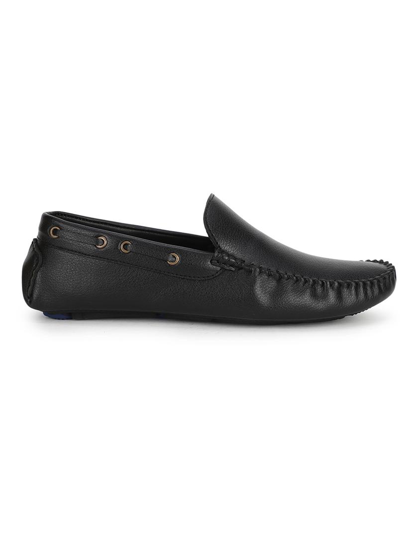 black pu slip on loafers - 17693838 - Standard Image - 1