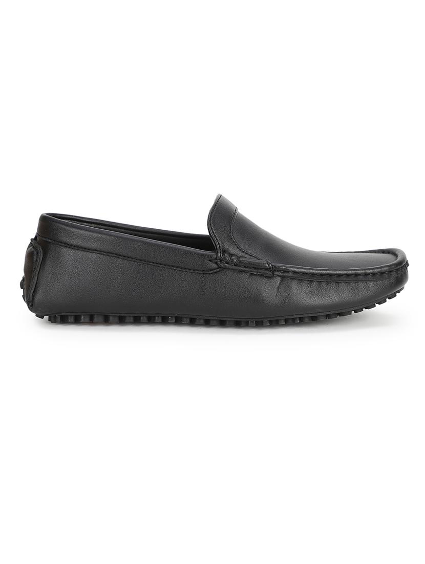black pu slip on loafers - 17693854 - Standard Image - 1