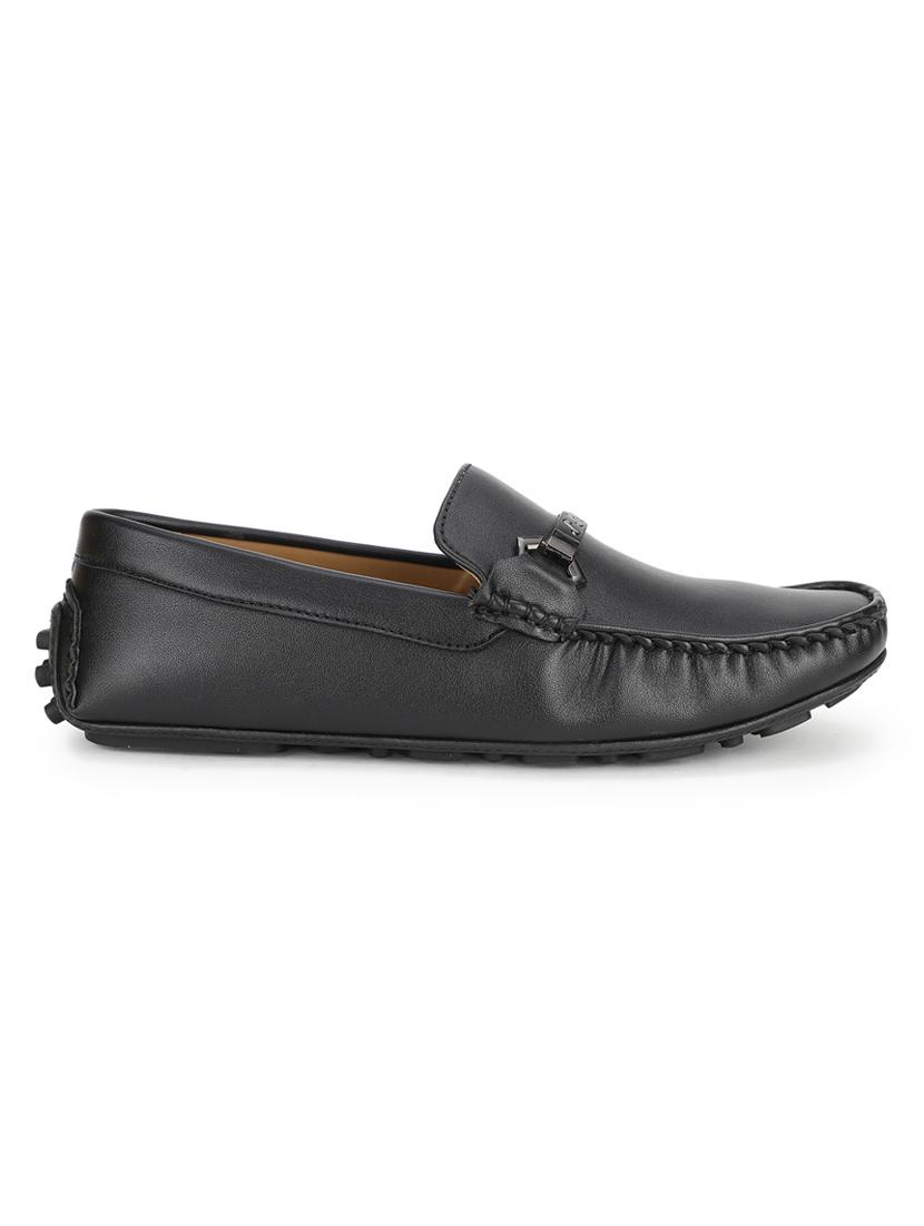 black pu slip on loafers - 17693892 - Standard Image - 1