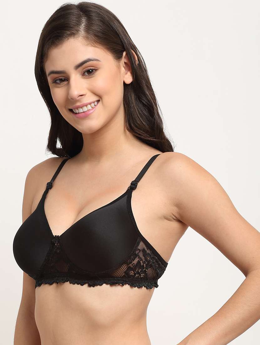 black floral push up bra - 17693905 - Standard Image - 1