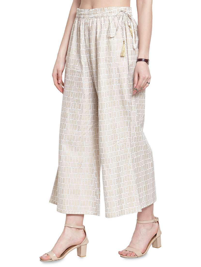 off-white printed flared palazzo - 17694507 -  Standard Image - 1