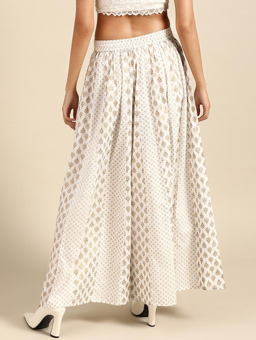 offwhite printed flared palazzo - 17694524 - Standard Image - 1