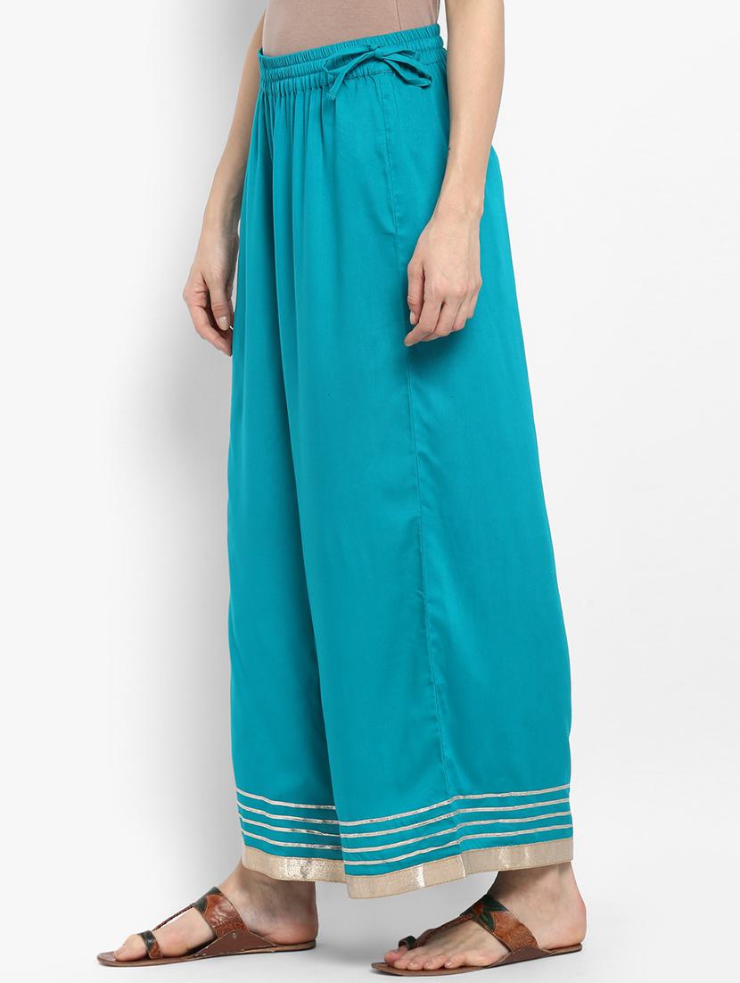 turqouise viscose straight palazzo - 17694545 - Standard Image - 1