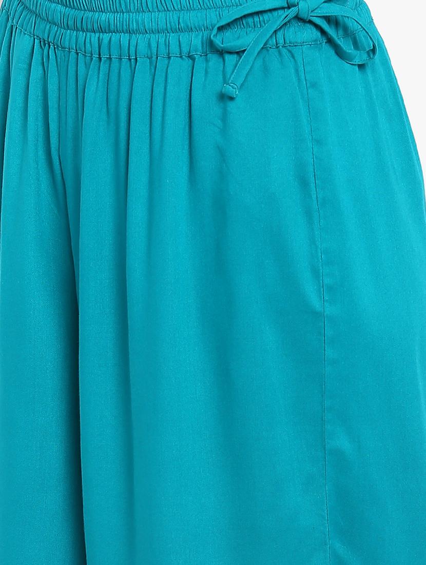 turqouise viscose straight palazzo - 17694545 - Standard Image - 4