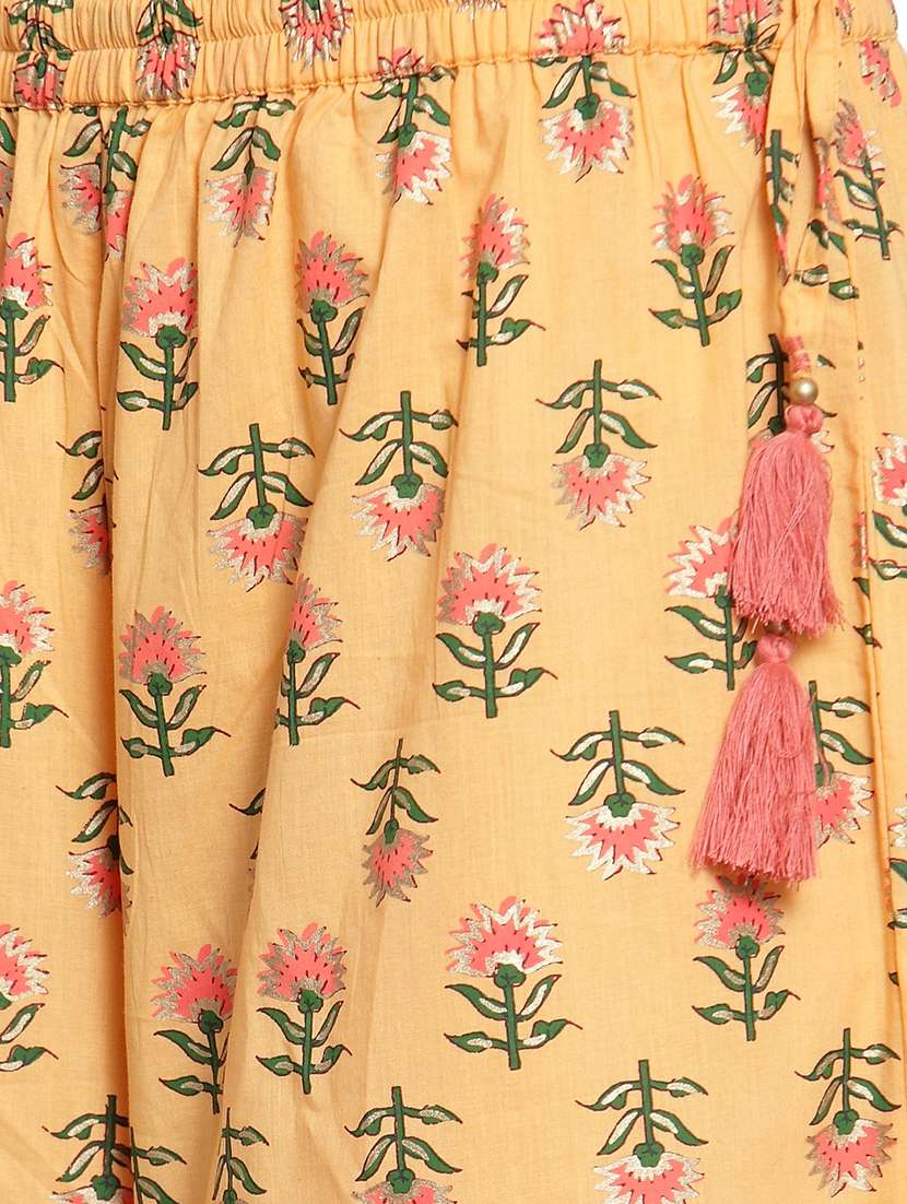 yellow printed straight palazzo - 17694550 - Standard Image - 4