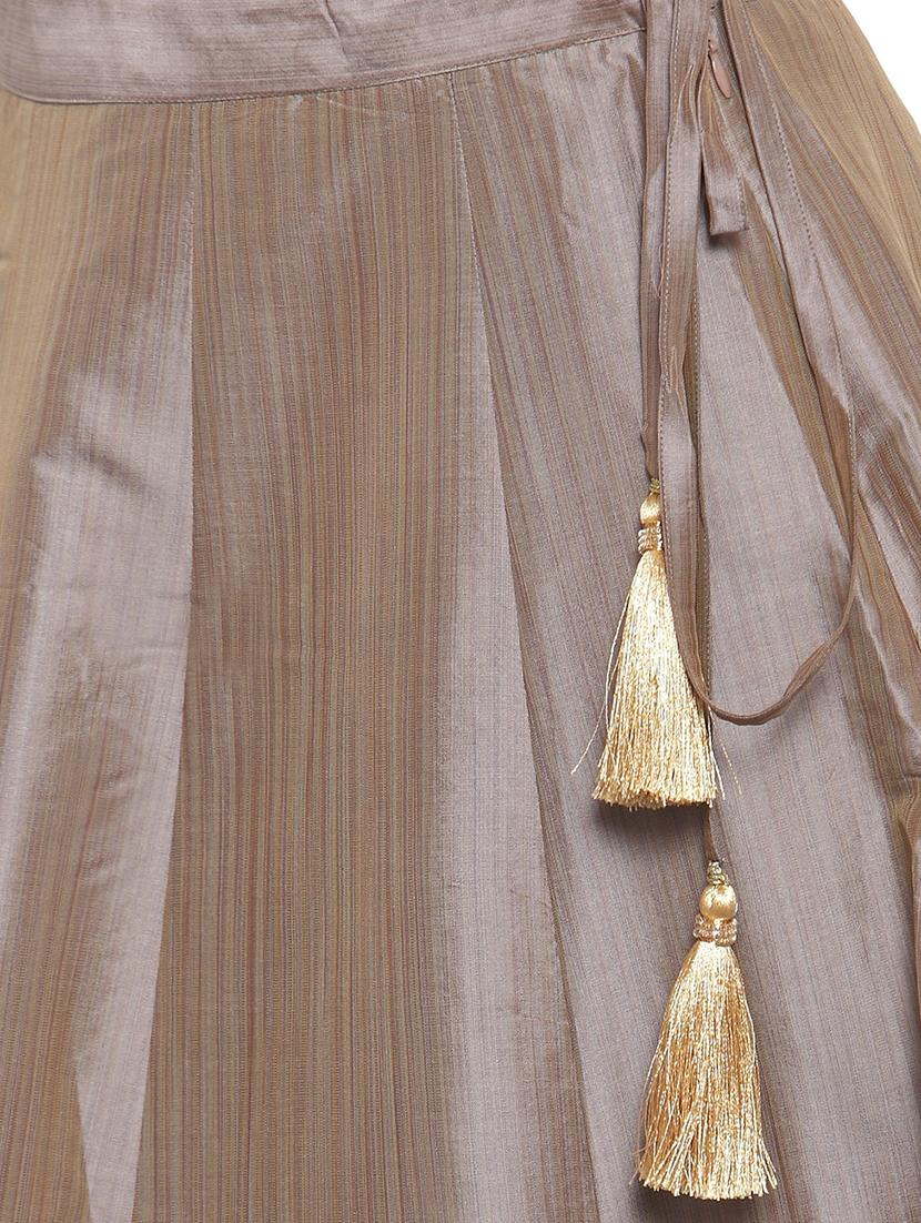 grey silk blend flared skirt - 17694569 - Standard Image - 4
