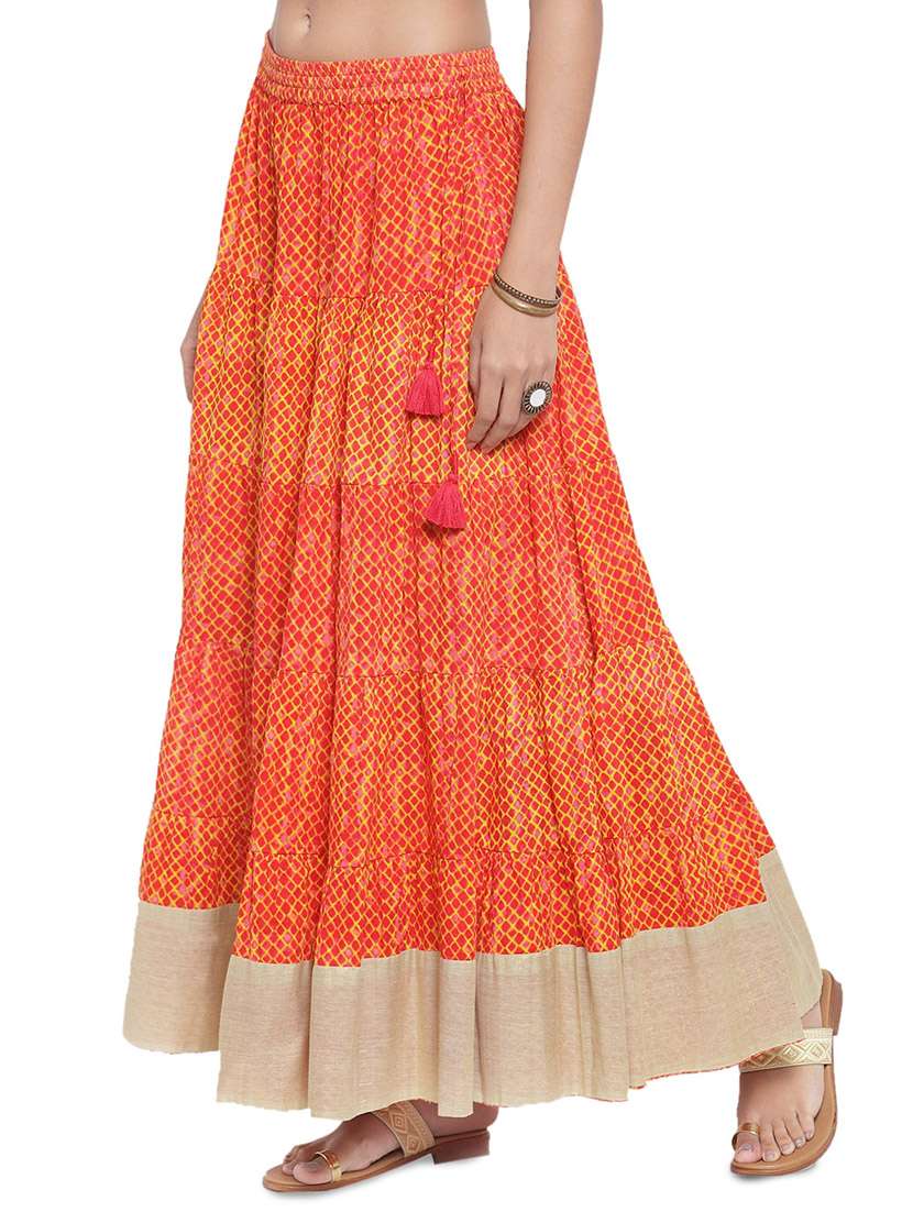 red cotton flared skirt - 17694582 -  Standard Image - 1