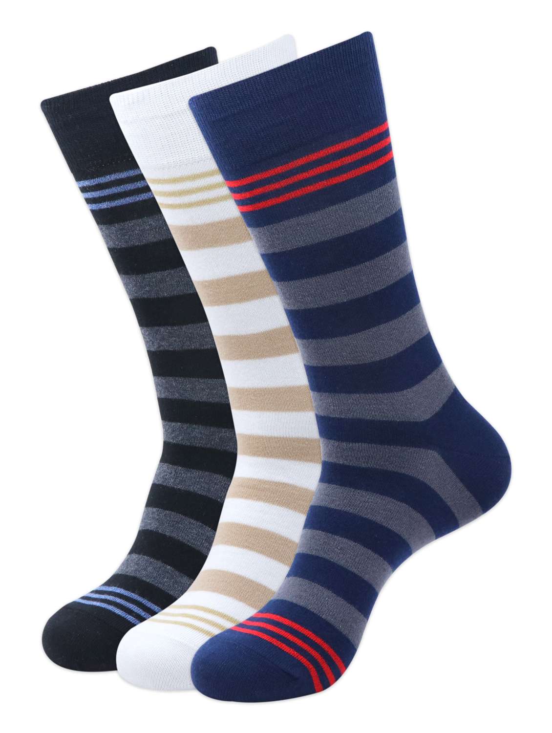 men pack of 3 striped above ankle length socks