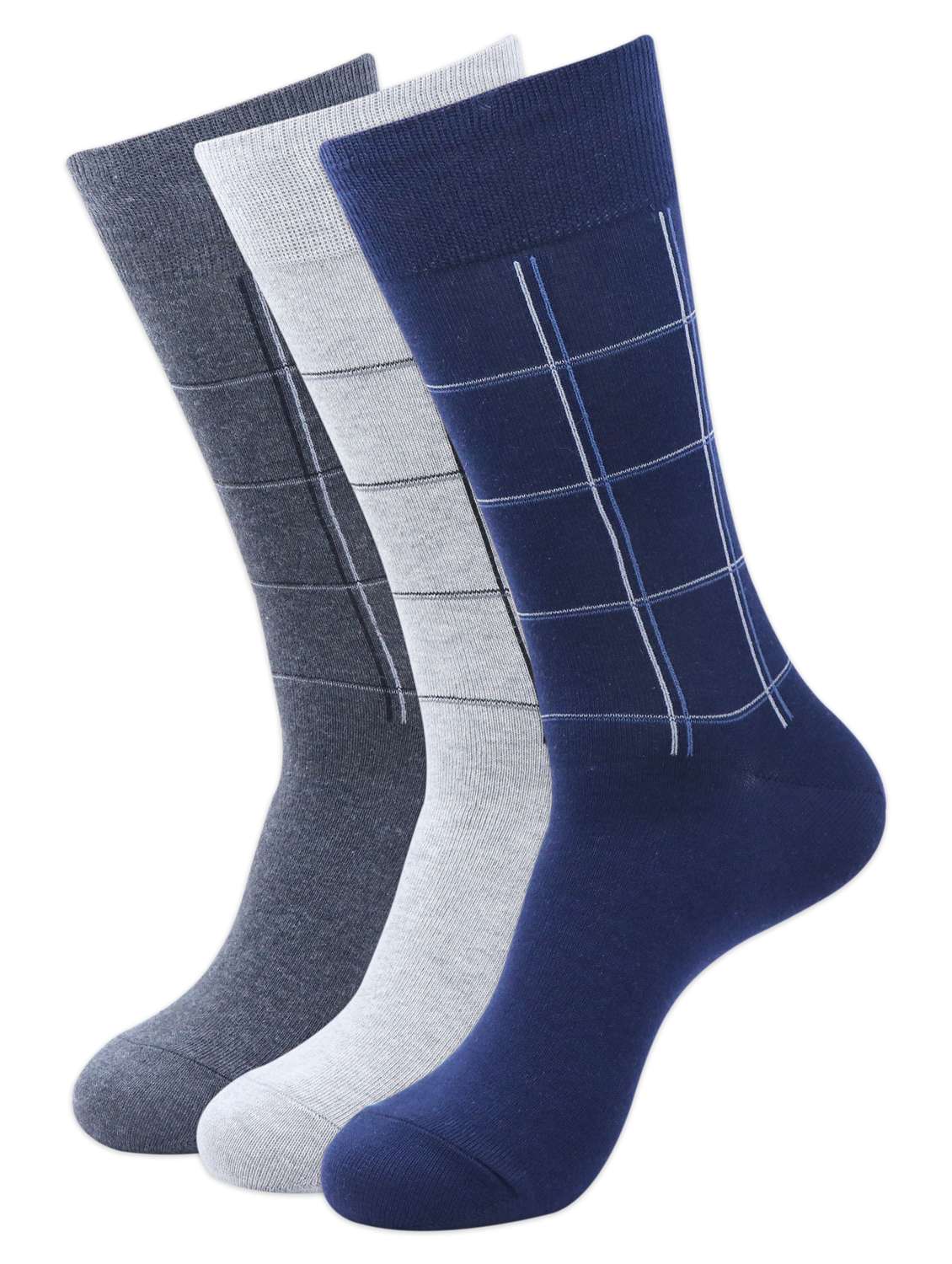men pack of 3 checked above ankle length sock