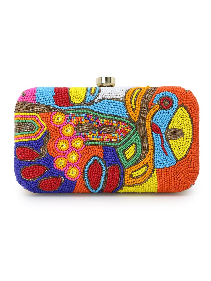 multi color  faux silk box clutch - 17695028 -  Standard Image - 1