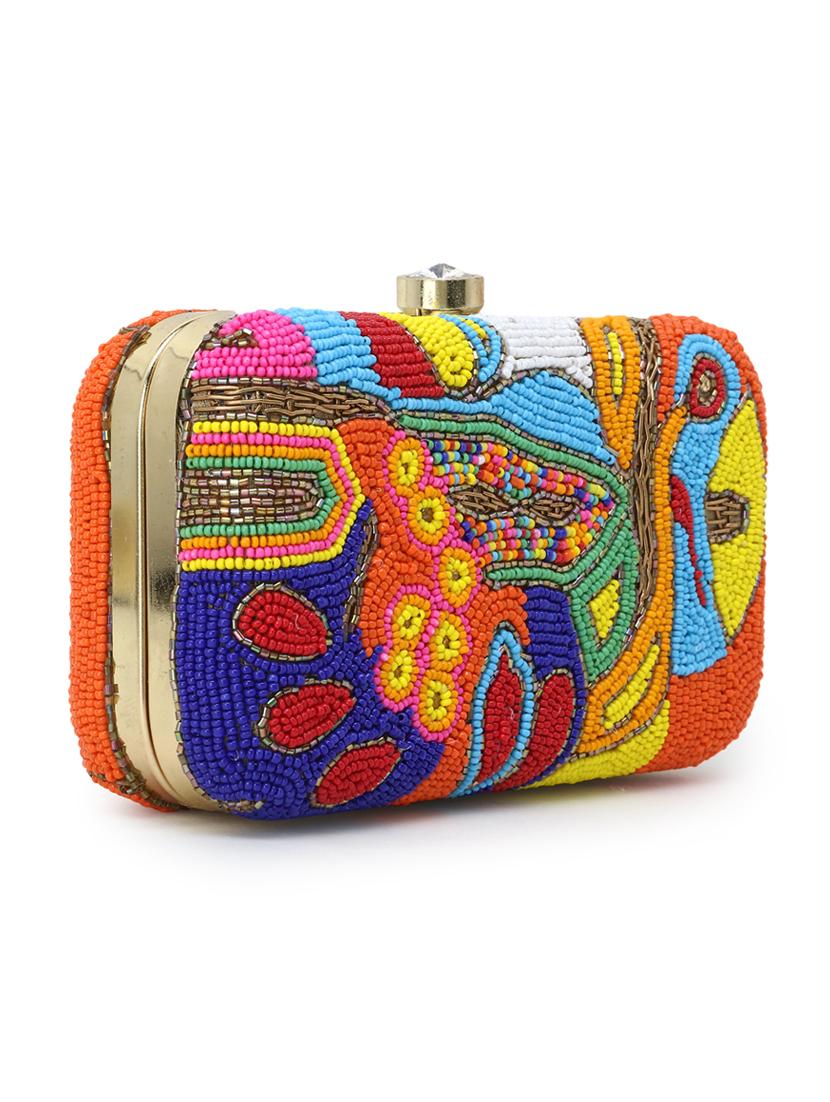 multi color faux silk box clutch - 17695028 - Standard Image - 4