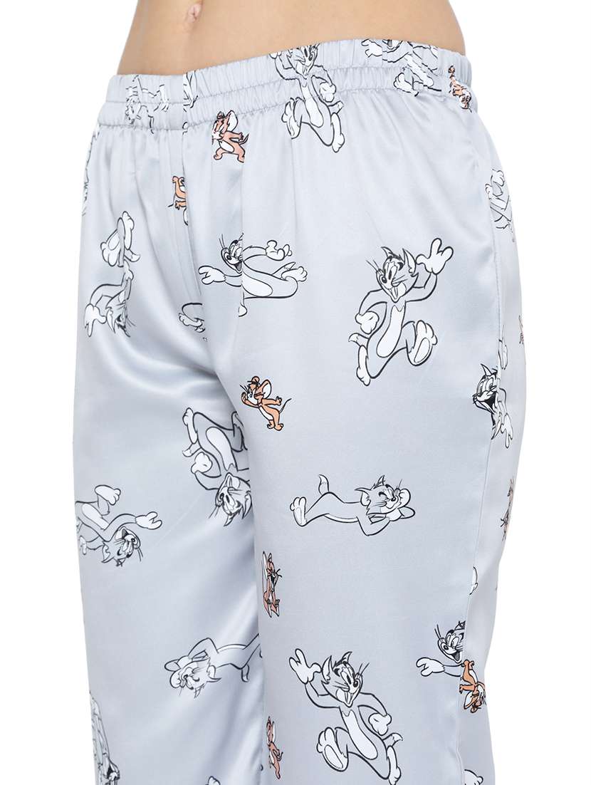 grey printed pyjama nightwear set - 17695175 -  Standard Image - 4