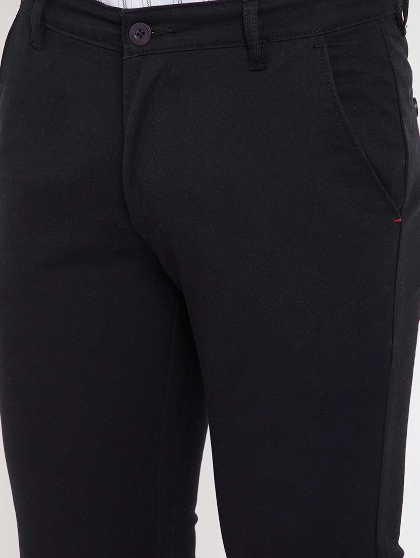 black solid chinos casual trouser - 17695212 -  Standard Image - 4