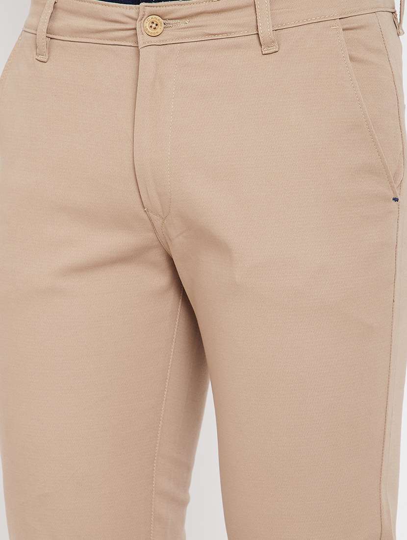beige solid chinos casual trouser - 17695214 -  Standard Image - 4
