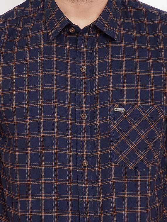 navy blue checkered casual shirt - 17695228 -  Standard Image - 4