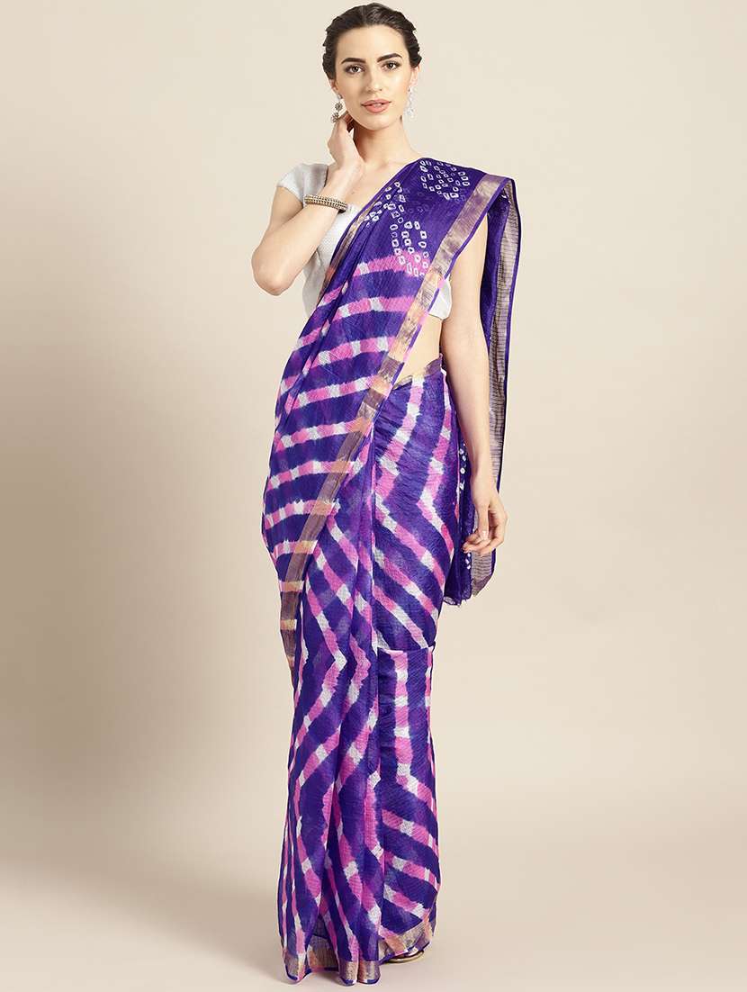 women's leheriya purple colored saree with blouse