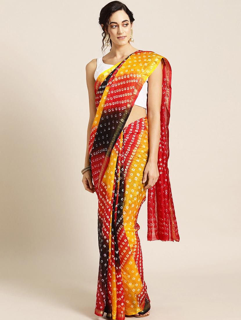 bandhani printed saree with blouse