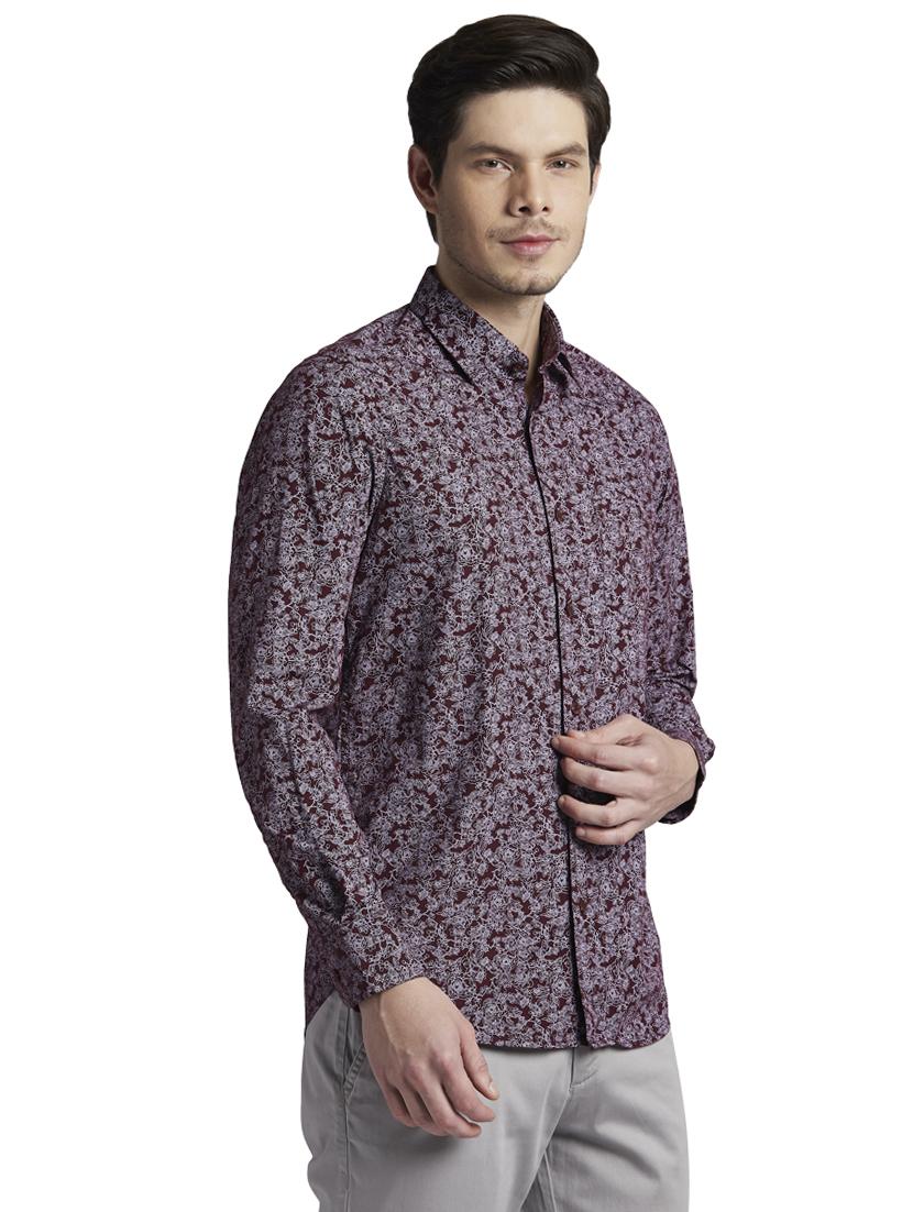 maroon printed casual shirt - 17695971 -  Standard Image - 1