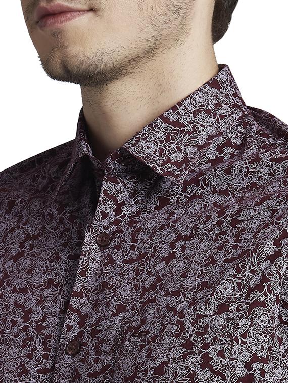 maroon printed casual shirt - 17695971 - Standard Image - 4